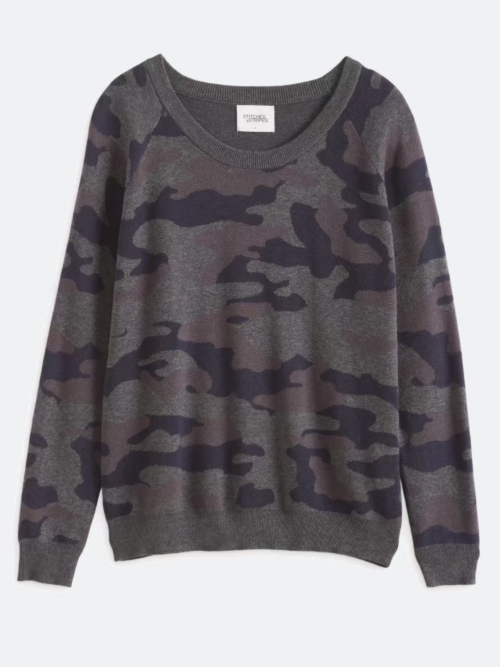 STITCHES & STRIPES Wynona Scoop Neck Cotton Blend Sweater L BNWT camo print